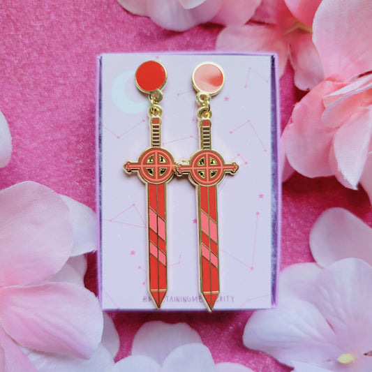 Demon sword stud earrings
