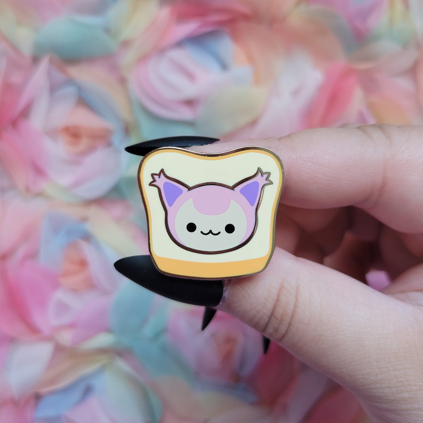 toast kitty enamel pin