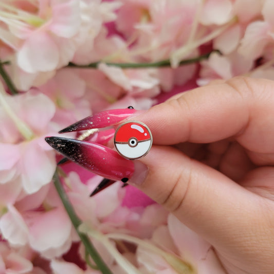 Pokeball mini pin and stud earrings