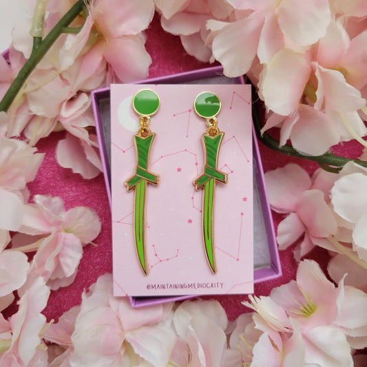 Grass sword stud earrings