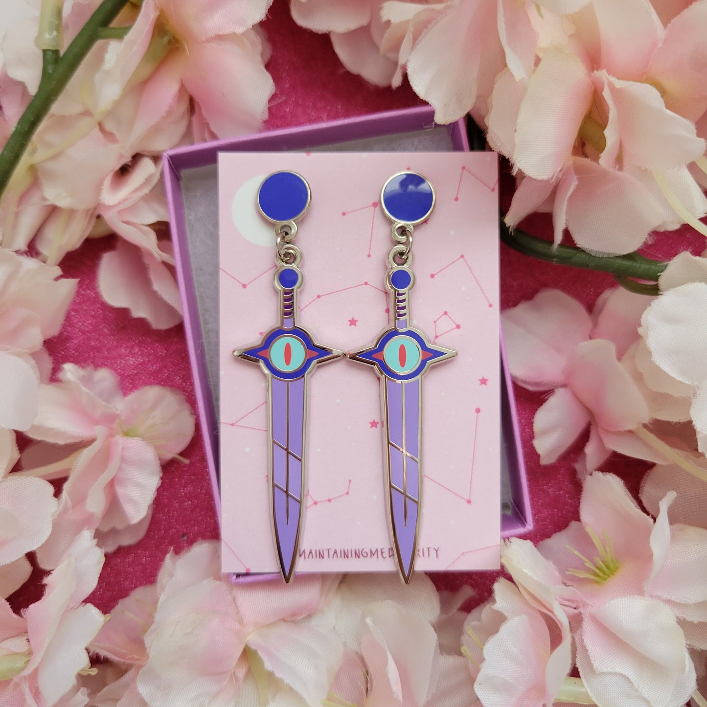 Night sword stud earrings