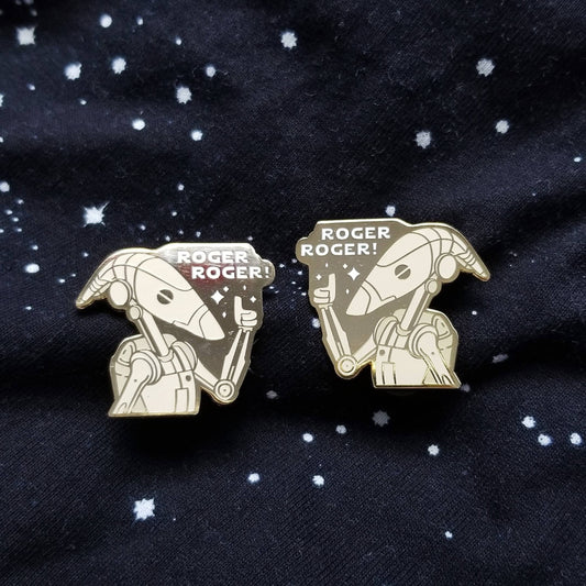 Roger Roger! enamel pins