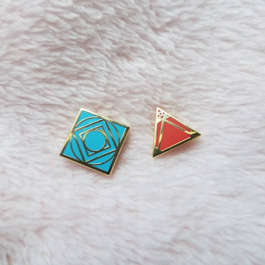 Jedi and Sith holocron mini pins and stud earrings