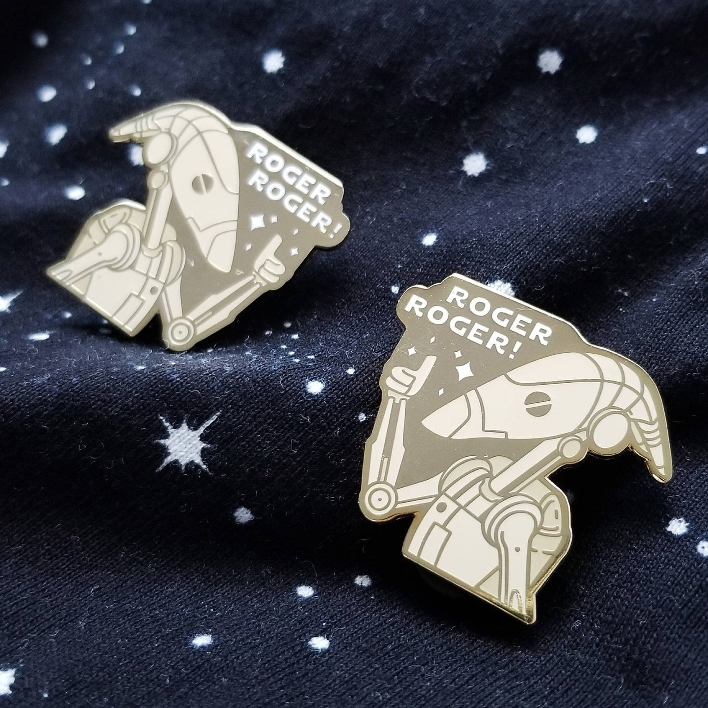 Roger Roger! enamel pins