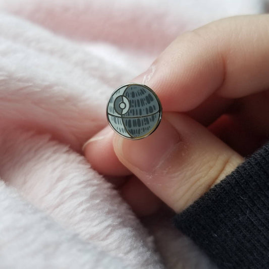 Death Star mini pin and stud earrings