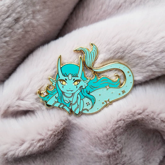 Opal mermaid hard enamel pin