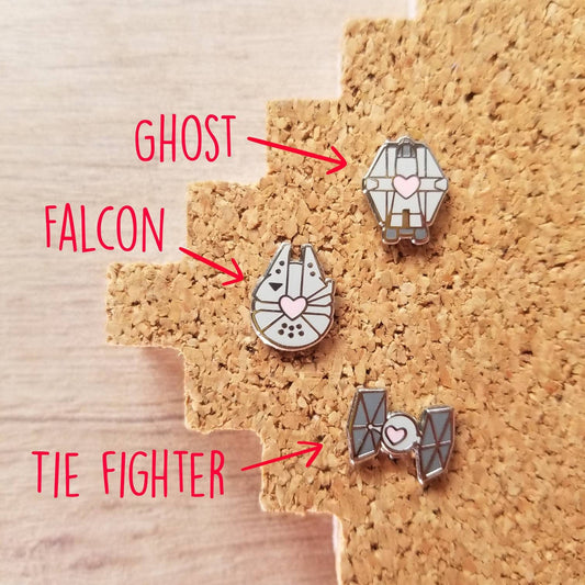 Heart ship mini pins and stud earrings