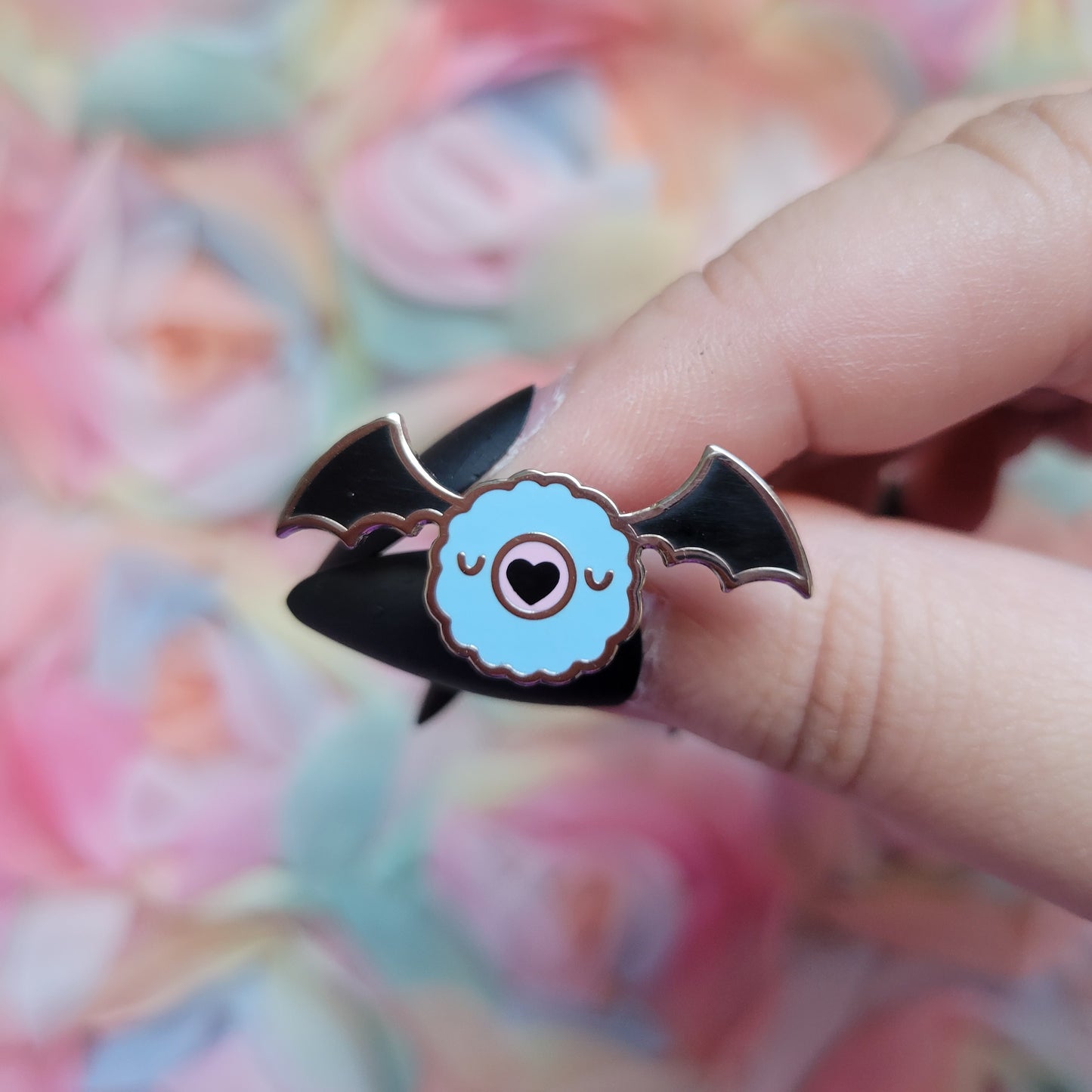 Fluffy Bat enamel pin