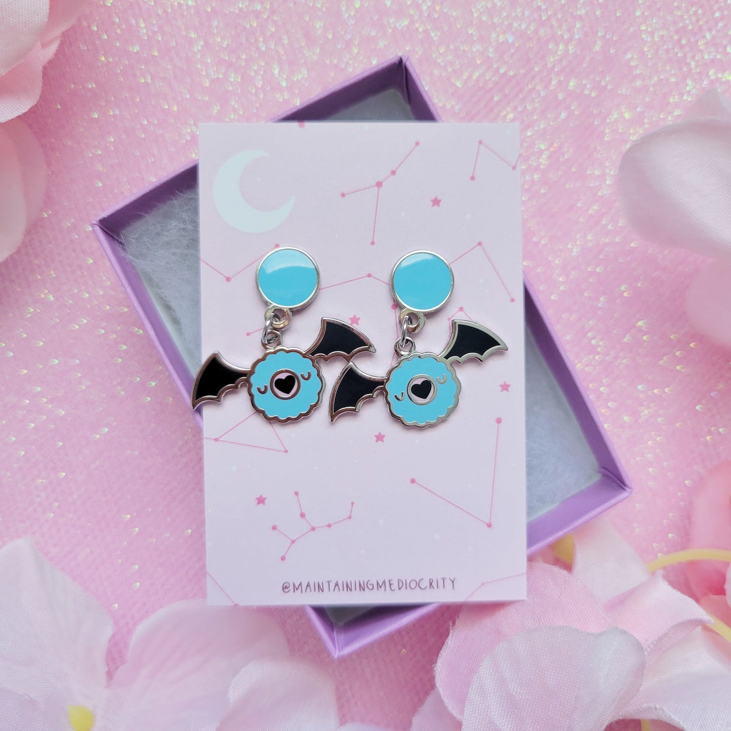 Fluffy Bat stud earrings