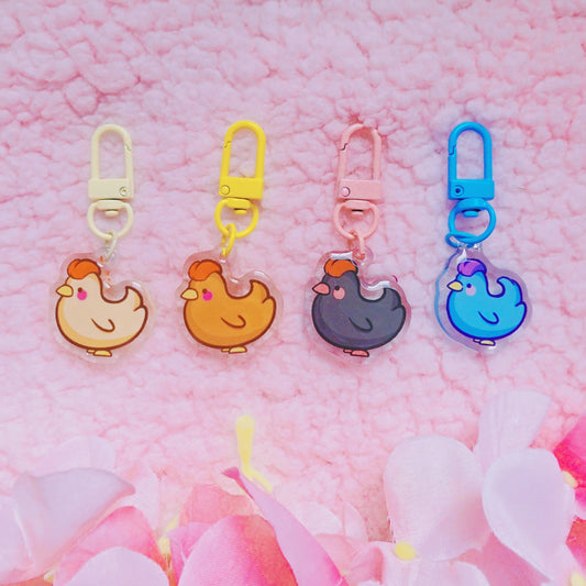 Stardew Valley chickens 1.25" acrylic keychain