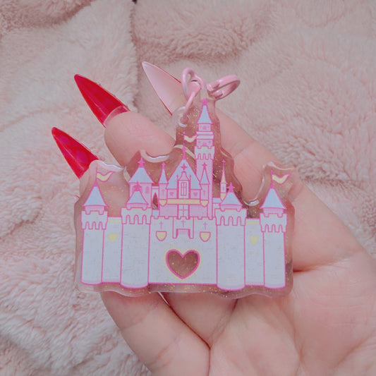 Sleeping Beauty castle 2.5" acrylic keychain