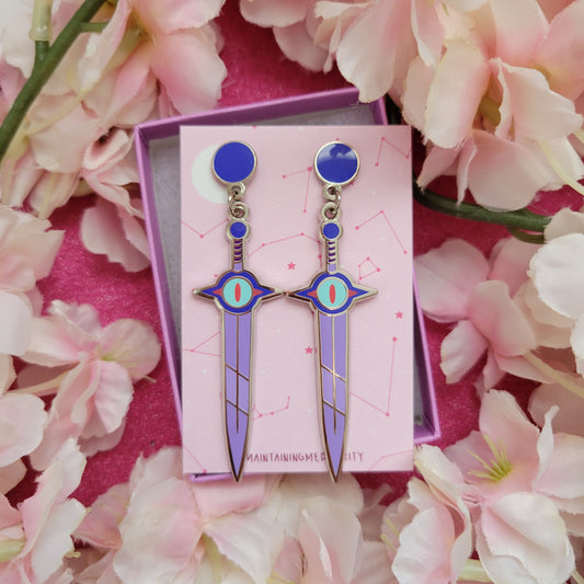 Night sword stud earrings