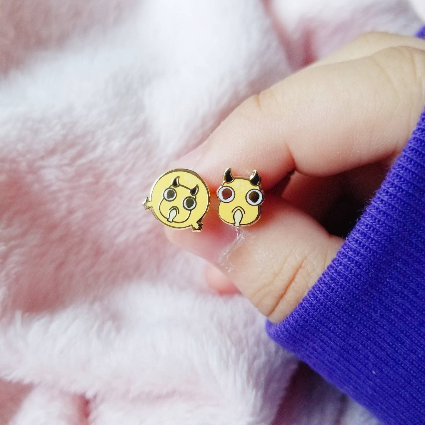 Puffer Pigs mini pins and stud earrings